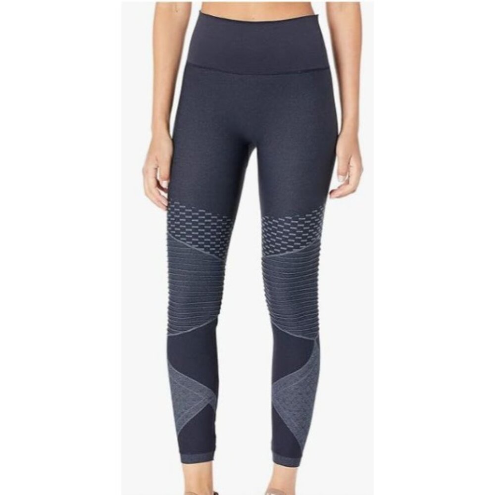 Spanx Look at Me Blue Textured Leggings Size Large